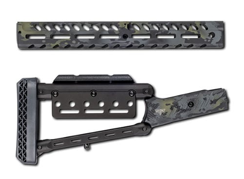 Rossi 92 Heritage Citadel Lever Stock Set i Black Multicam erbjuder en lätt och hållbar design med justerbart buttstock och M-LOK handguard för optimal prestanda.
